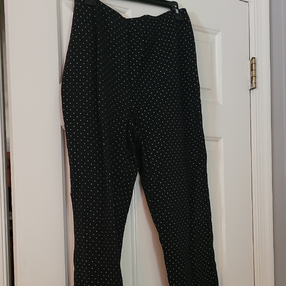 J. Jill Black and White Ponte Slim Leg L Petite Pants